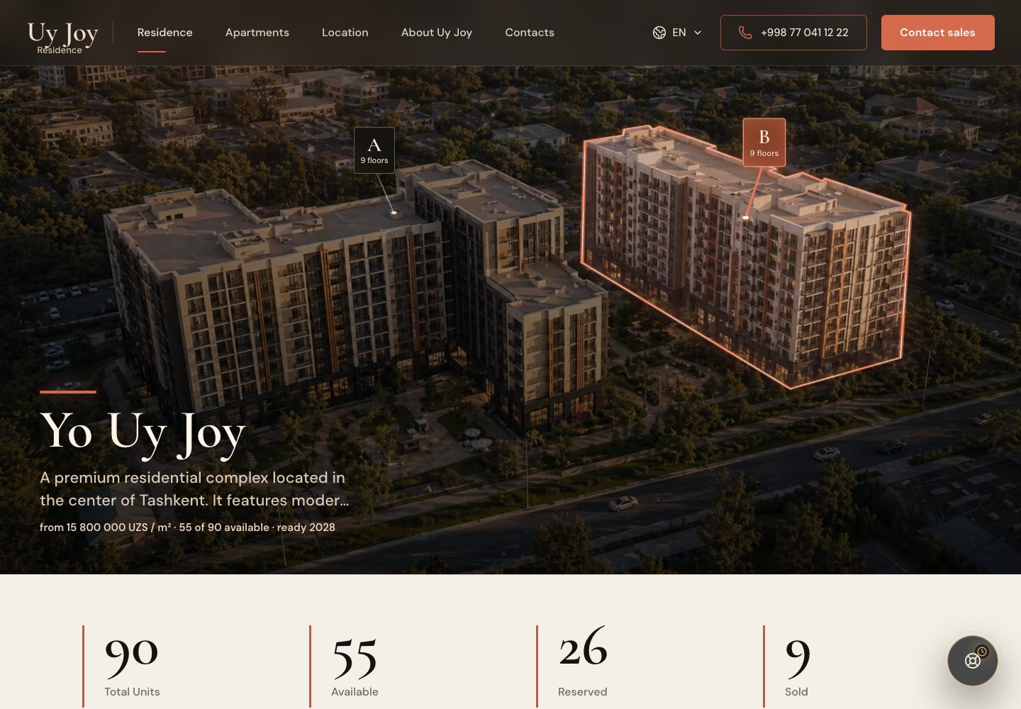 UyJoy website with an interactive view of a residential development